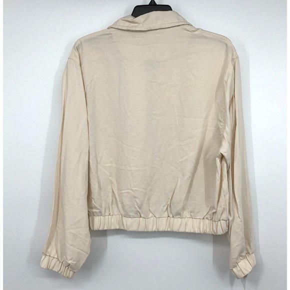 Blank NYC Jacket Beige Love Me Now Lyocell Linen Crop Full Zip - Picture 10 of 13